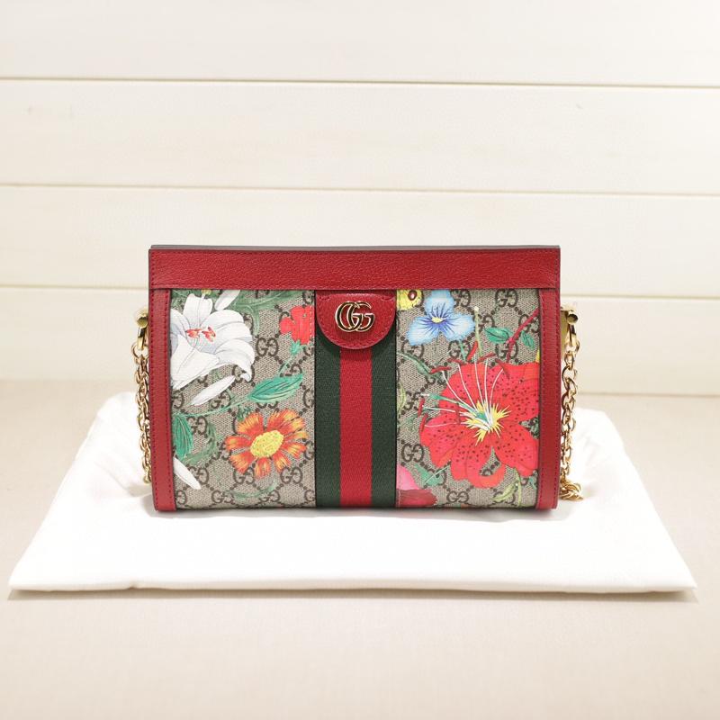 Gucci Chain Shoulder Bag 503877 Flower Red